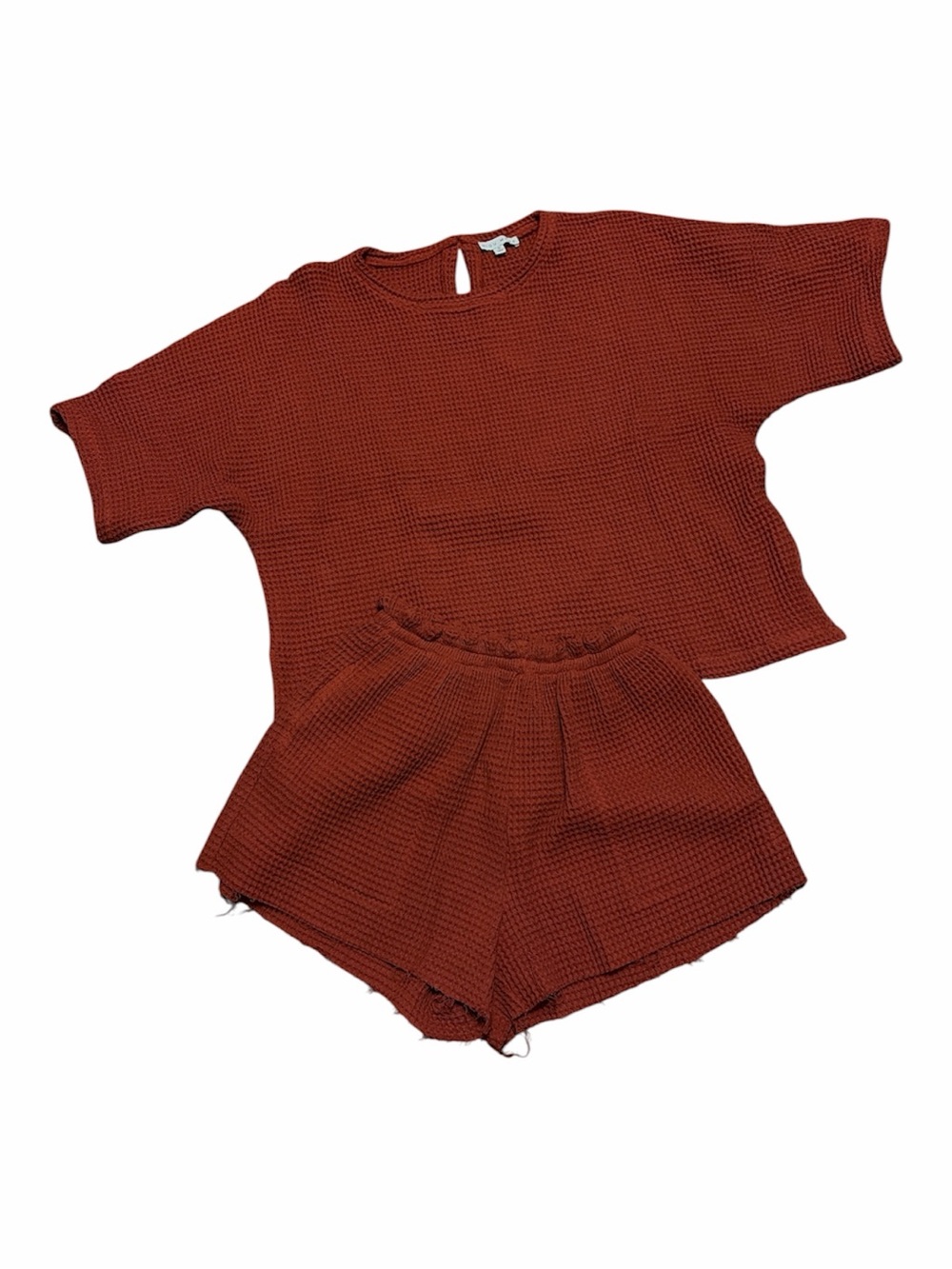 Miou Muse Brick Red Waffle Knit 2 Pc Set New Without Tags M - Picture 2 of 11